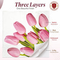 Floral Napkins Paper Disposable Decorative Decoupage Lovely Pink Tulips - image 5