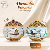 Hand Blown Glass Ball Christmas Ornament, 5 in, Countryside Golden Wine - image 2