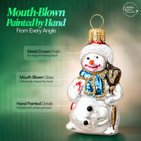 Mini Glass Christmas Ornaments Ball Hand Blown, Snowman 2 in - image 6