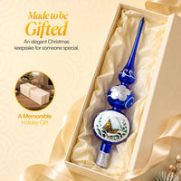 Finial Glass Christmas Vintage Tree Topper, Blue Wave 15 in - image 7