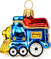 Mini Glass Christmas Ornaments Ball Hand Blown, Train 2 in