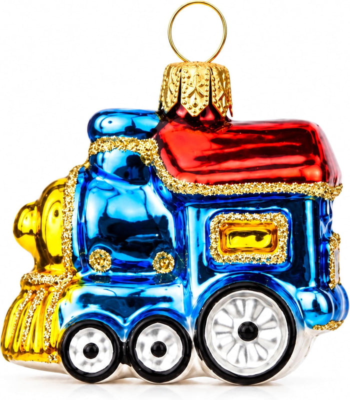 Mini Glass Christmas Ornaments Ball Hand Blown, Train 2 in