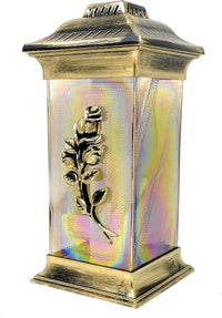 3D Rose Cemetery Memorial Candle | Gravesite Remembrance Decoration | Glass Lantern Europe - image 3