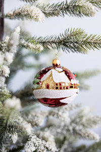 3-inch Glass Ball Christmas Ornament Santa Claus with Snowman Polish Glass Ornament (Burgundy, 3-inch/80mm) - image 3