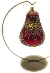 Hand Blown Glass Christmas Bells Ornaments, Red Star Matte 4 in - image 2