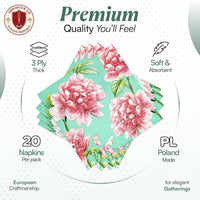 Floral Napkins Paper Disposable Decorative Decoupage Pink Peonies 13 in - image 3