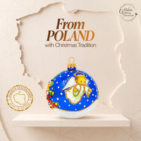 Christmas Ornament, Angel with House and Holiday Tree, Blown Glass Ball 3-inch (Navy Gloss - image 7