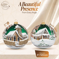 Polish Hand Blown Glass Christmas Ornaments Ball, Chapel Green 5 in - image 2