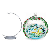 Polish Hand Blown Glass Christmas Ornaments Ball Holly Cottage + Stand