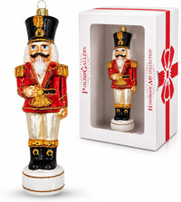 Nutcracker Glass Christmas Ornaments Balls Hand Blown Red 7.25 in