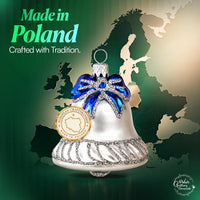 Mini Glass Christmas Ornaments Ball Hand Blown, White Jingle Bell 2 in - image 5