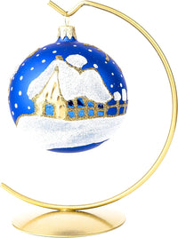 Hand Blown Glass Christmas Ornaments Ball, Santa & Snowman Navy Blue 3 in - image 5