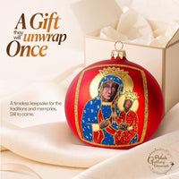 Polish Hand Blown Glass Christmas Ornaments Ball, Black Madonna Red 5 in - image 8