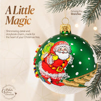 Hand Blown Glass Christmas Ornaments Ball, Santa Claus Green Matte 3 in - image 4