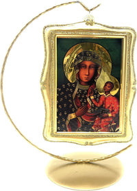 Christmas Ornament, Our Lady of Czestochowa - Saint Mary with Baby Jesus, Blown Glass Pict - image 4