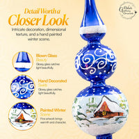 15 Inch Blue Gloss Spitz Glass Christmas Tree Topper Mouth Blown by Polish Artisans and Ha - image 4