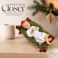 Baby Jesus Figurines Manger Nativity Scene Set Indoor Wooden Crib 5 in - image 4