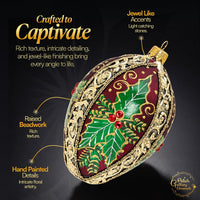 Faberge Egg Hand Blown Glass Christmas Ornaments Balls Burgundy 5 in - image 3