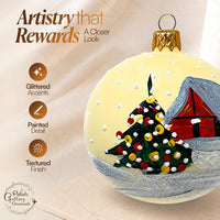 Set of 6 Creme Hand Blown Glass Balls Christmas Ornament Glass Decor 3 in - image 3