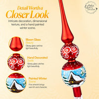 Finial Glass Christmas Vintage Tree Topper, Red Swirl 15 in - image 3