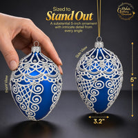 Fabergé Egg 5-Inch Blown Glass Christmas Tree Ornament Royal Design (Royal Blue, 5") - image 2