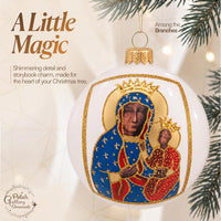 Hand Blown Glass Christmas Ornaments Ball, Black Madonna White 5 in - image 4