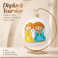 Hand Blown Glass Christmas Ornaments Ball, Praying Angel White 3 in - image 4