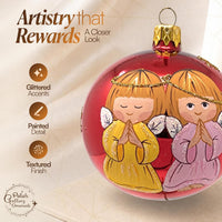 Polish Hand Blown Glass Christmas Ornaments Ball, Praying Angel Red 3 in - image 3