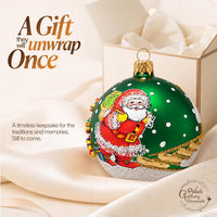 Hand Blown Glass Christmas Ornaments Ball, Santa Claus Green Matte 3 in - image 7