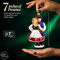 Polish Hand Blown Glass Christmas Ornaments, Couple Dancing Krakowiak 7 in - image 4