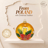 Vintage Look Christmas Ornament Medium Blown Glass Ball Merry Christmas Candle 5 inch/120m - image 3