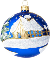 Hand Blown Glass Christmas Ornaments Ball, Santa & Snowman Navy Blue 3 in - image 2
