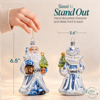 Santa Glass Christmas Ornaments Balls Hand Blown White with Lantern 6.5 in - image 3