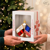 Flags Glass Christmas Ornaments Balls Hand Blown Polish American 4.75 in - image 2