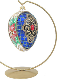 Faberge Egg Hand Blown Glass Christmas Ornaments Balls Sapphire Matte 5 in - image 3