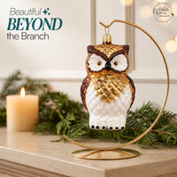 Owl Glass Christmas Ornaments Balls Hand Blown Woodland 5.5 in - image 7