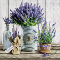 Floral Napkins Paper Disposable Decorative Decoupage Lavender in Bucket
