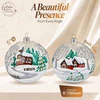 Polish Hand Blown Glass Christmas Ornaments Ball, Chapel Silver 5 in - image 2