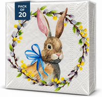 Easter Napkins Paper Disposable Decorative Decoupage Rabbit With Catkins