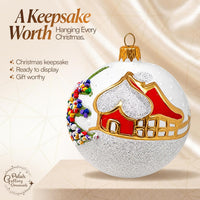 Set of 6 Opal White Glass Balls Decorative Christmas Ornament 3 in - image 8