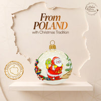 Polish Hand Blown Glass Christmas Ornaments Ball, Santa Claus Gold 3 in - image 6