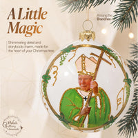 Hand Blown Glass Christmas Ornaments Ball, Pope John Paul II White 5 in - image 4