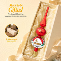 Finial Glass Christmas Vintage Tree Topper, Red Snowflake 12 in - image 7