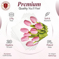Floral Napkins Paper Disposable Decorative Decoupage Lovely Pink Tulips - image 3
