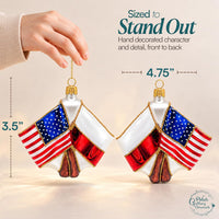 Flags Glass Christmas Ornaments Balls Hand Blown Polish American 4.75 in - image 3