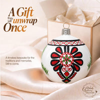 Hand Blown Glass Christmas Ornaments Ball, Goralen Folk White Glossy 5 in - image 7
