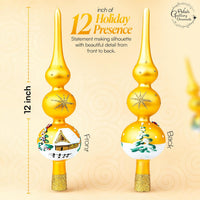 Finial Glass Christmas Vintage Tree Topper, Gold Snowflake 12 in - image 3