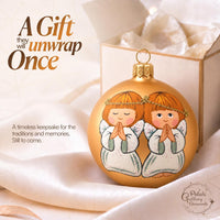 Polish Hand Blown Glass Christmas Ornaments Ball, Praying Angel Gold 3 in - image 7
