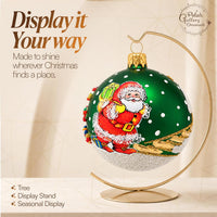 Hand Blown Glass Christmas Ornaments Ball, Santa Claus Green Matte 3 in - image 5