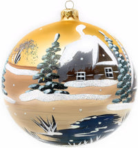 Christmas Ornament, Winter Day, Blown Glass Ball 6-inch (Gold Matte, 150mm)